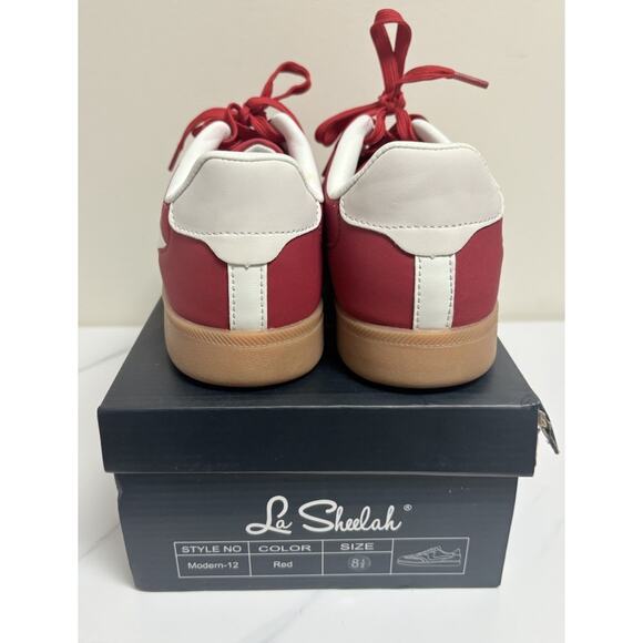 La Sheelah Red White Low Top Sneakers Women’s Size 8.5 Casual Street Style - Picture 4 of 7